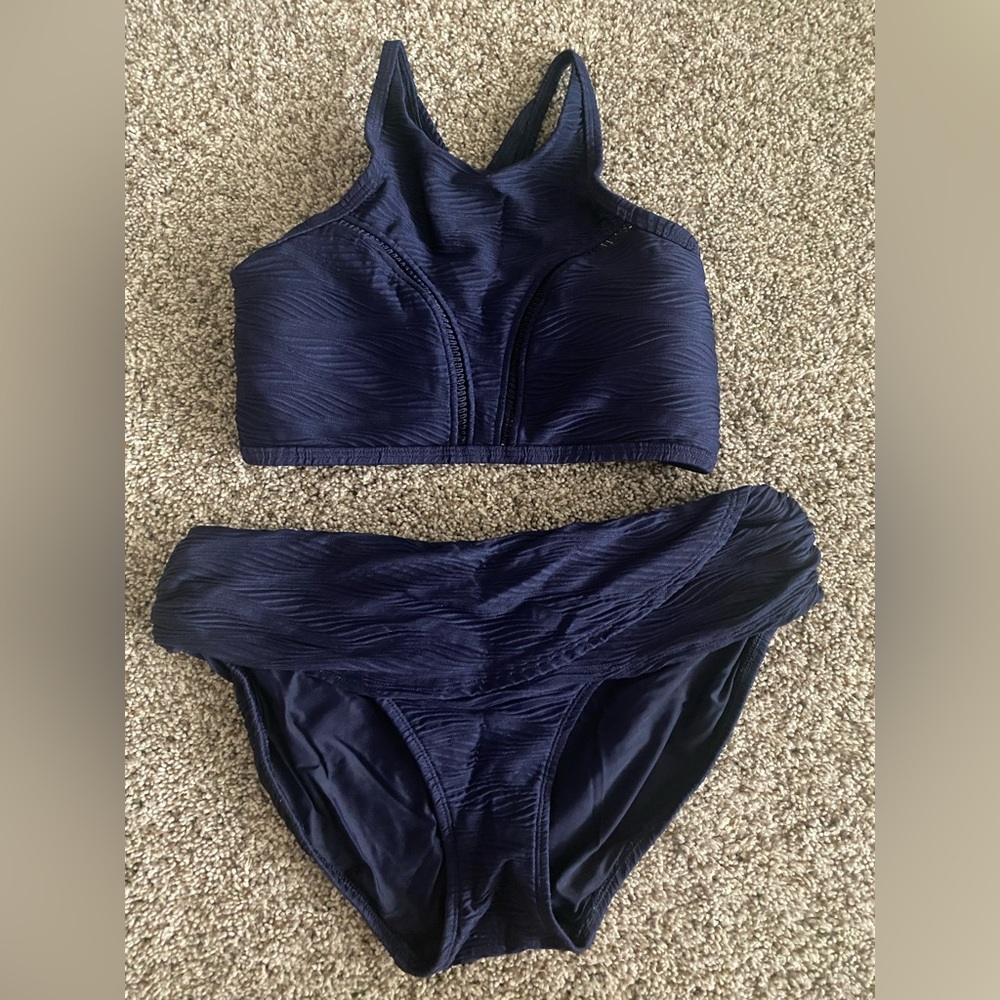 Calia by Carrie Underwood Navy Blue Two Piece Swimwear- Size Small